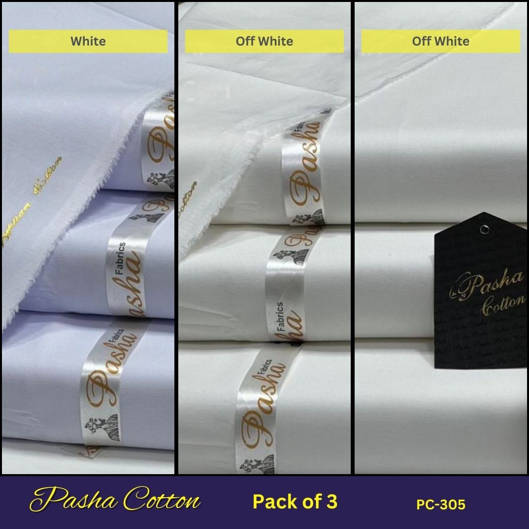 Deal of 3 PASHA Premium Quality Soft Cotton Unstitched Suit for Men | PC-305