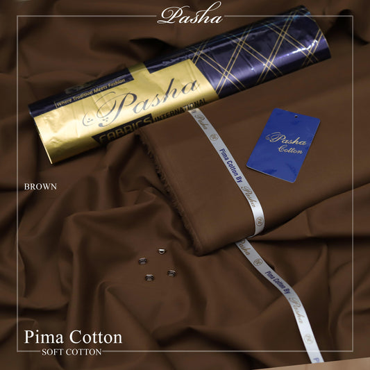 PASHA Premium Pima Soft Cotton Unstitched Suit for Men | Brown