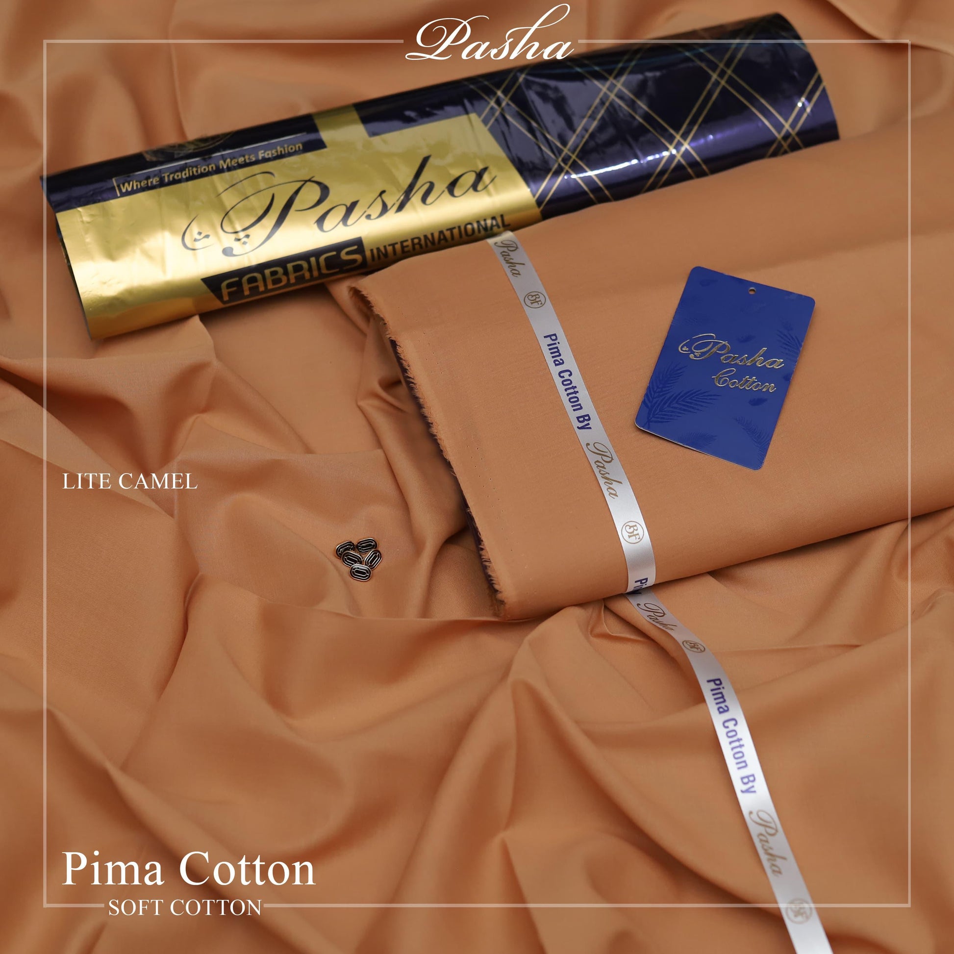 PASHA Premium Pima Soft Cotton Unstitched Suit for Men | Lite Camel