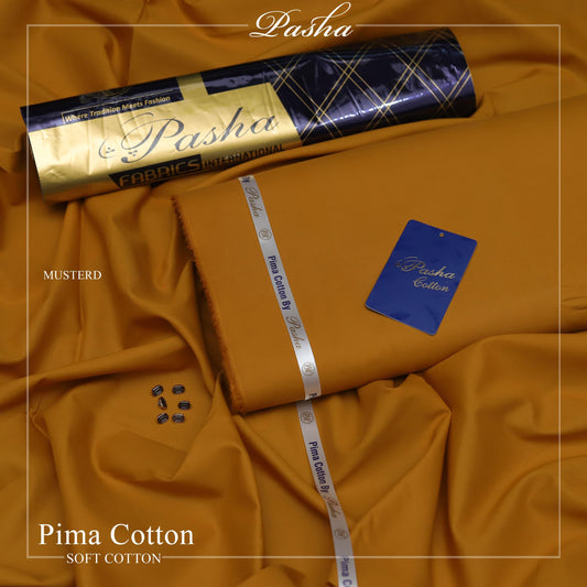 PASHA Premium Pima Soft Cotton Unstitched Suit for Men | Mustard