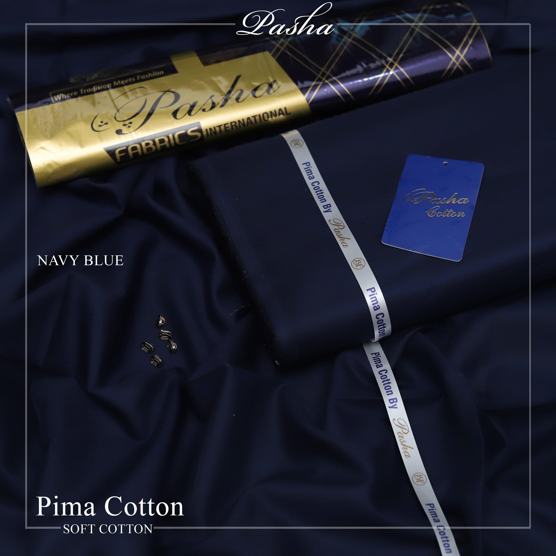 PASHA Premium Pima Soft Cotton Unstitched Suit for Men | Navy Blue