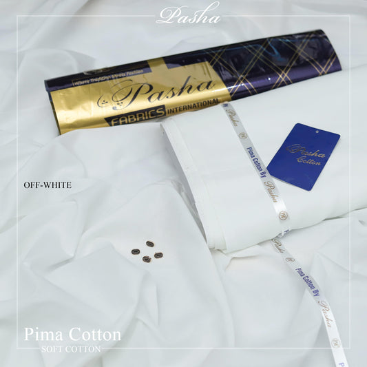 PASHA Premium Pima Soft Cotton Unstitched Suit for Men | Off White