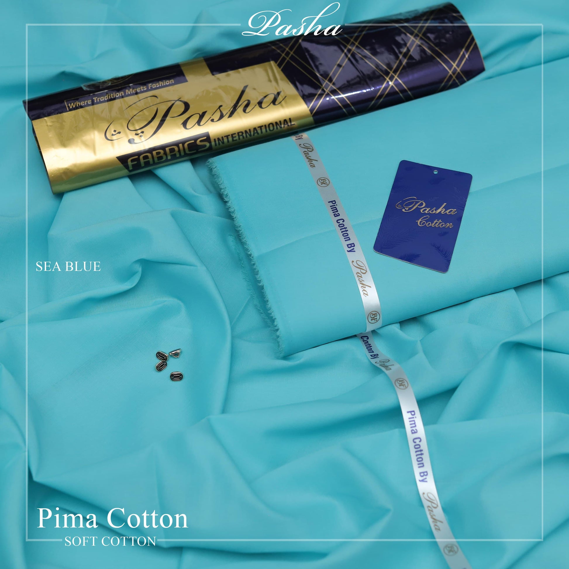 PASHA Premium Pima Soft Cotton Unstitched Suit for Men | Sea Blue