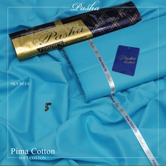 PASHA Premium Pima Soft Cotton Unstitched Suit for Men | Sky Blue