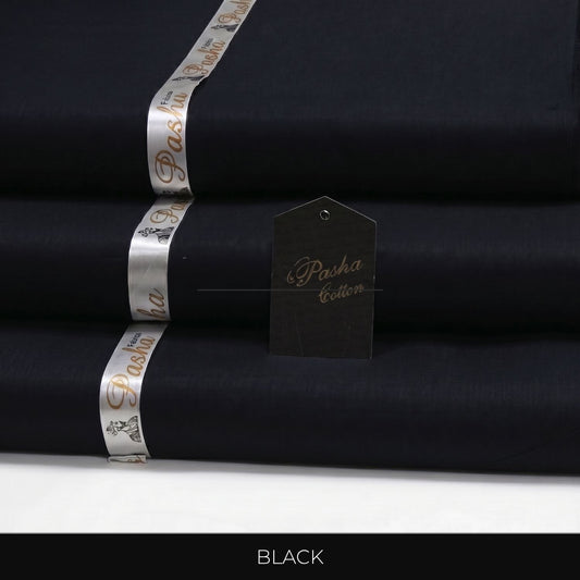 PASHA Premium Quality Soft Cotton Unstitched Suit for Men | Black