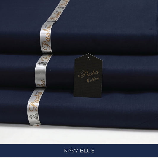 Pasha Cotton navy blue unstitched shalwar kameez suit fabric for men – Egyptian soft cotton, 200 TC, 4.5 meters
