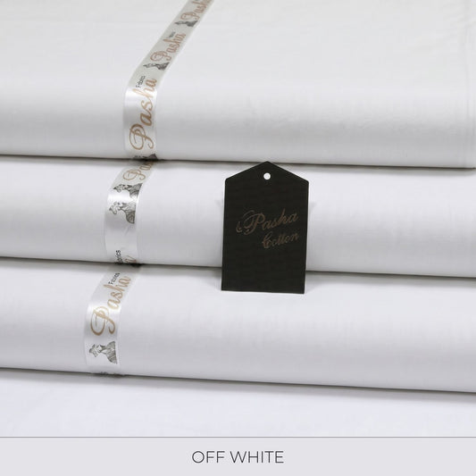 Pasha Premium Off White Cotton Unstitched Suit for Men