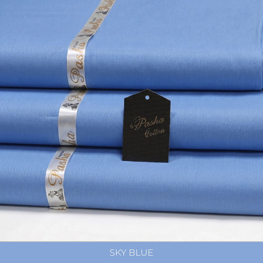 PASHA Premium Quality Soft Cotton Unstitched Suit for Men | Sky Blue