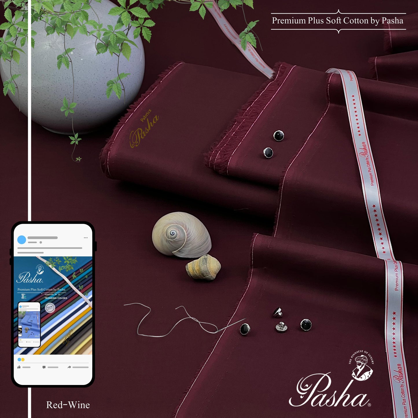 PASHA Premium Plus Cotton Unstitched Suit for Men | Red Wine