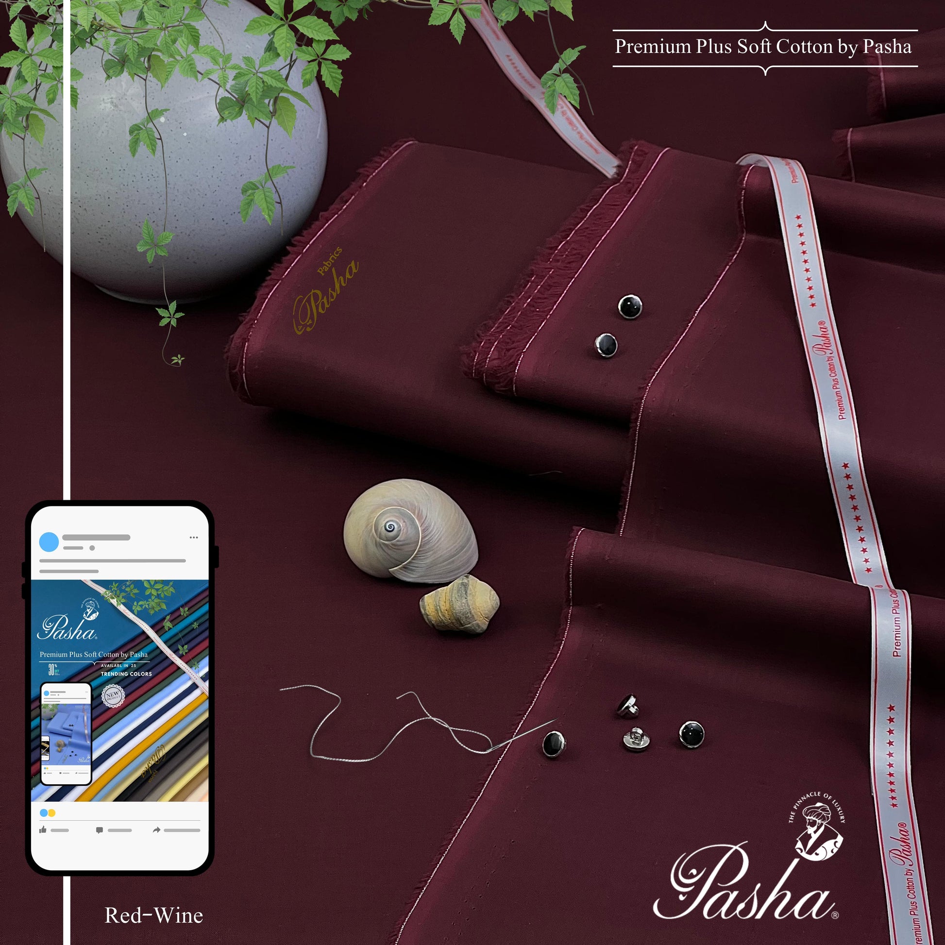 PASHA Premium Plus Cotton Unstitched Suit for Men | Red Wine