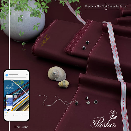 PASHA Premium Plus Cotton Unstitched Suit for Men | Red Wine