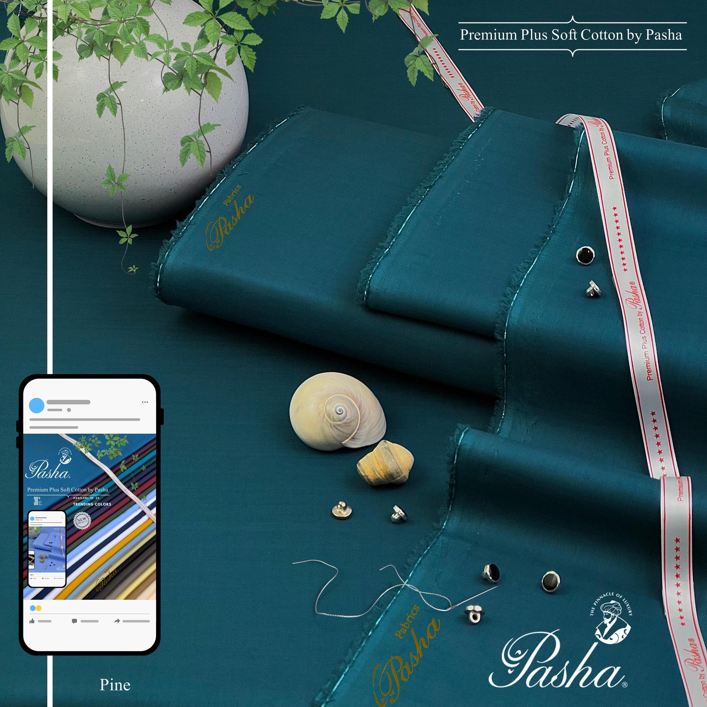 PASHA Premium Plus Cotton Unstitched Suit for Men | Pine