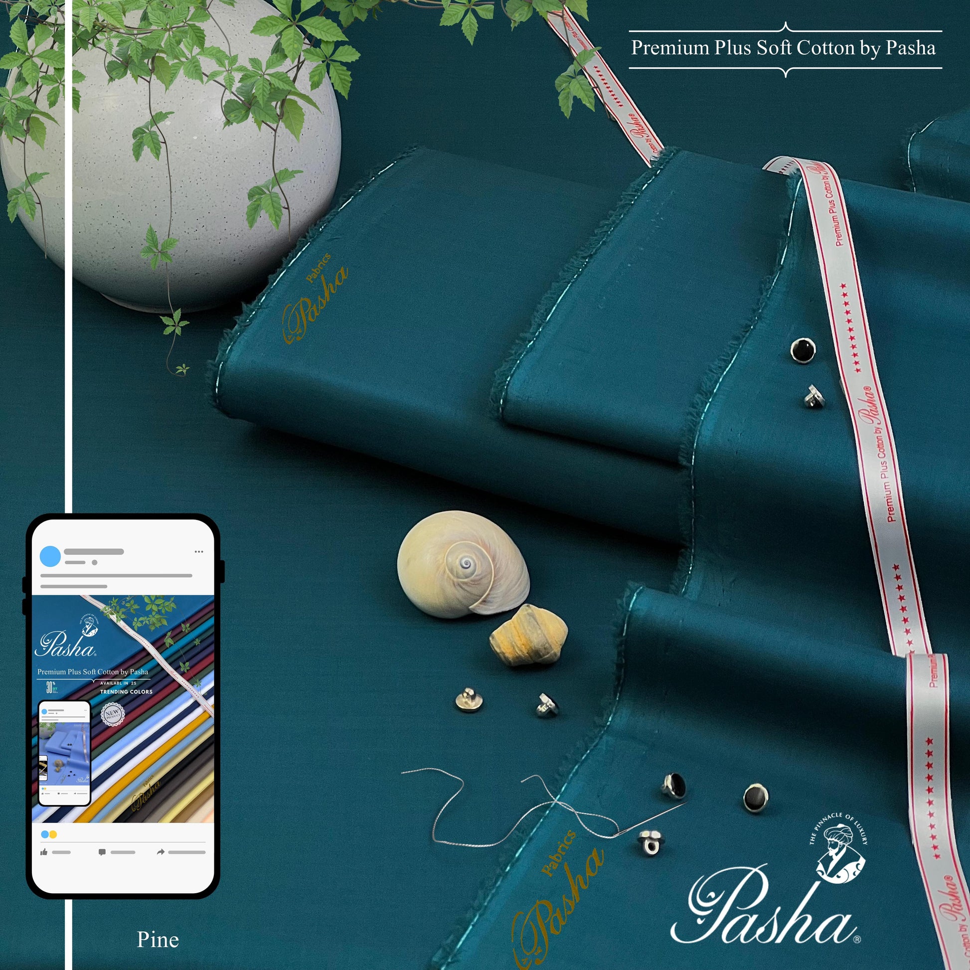 PASHA Premium Plus Cotton Unstitched Suit for Men | Pine