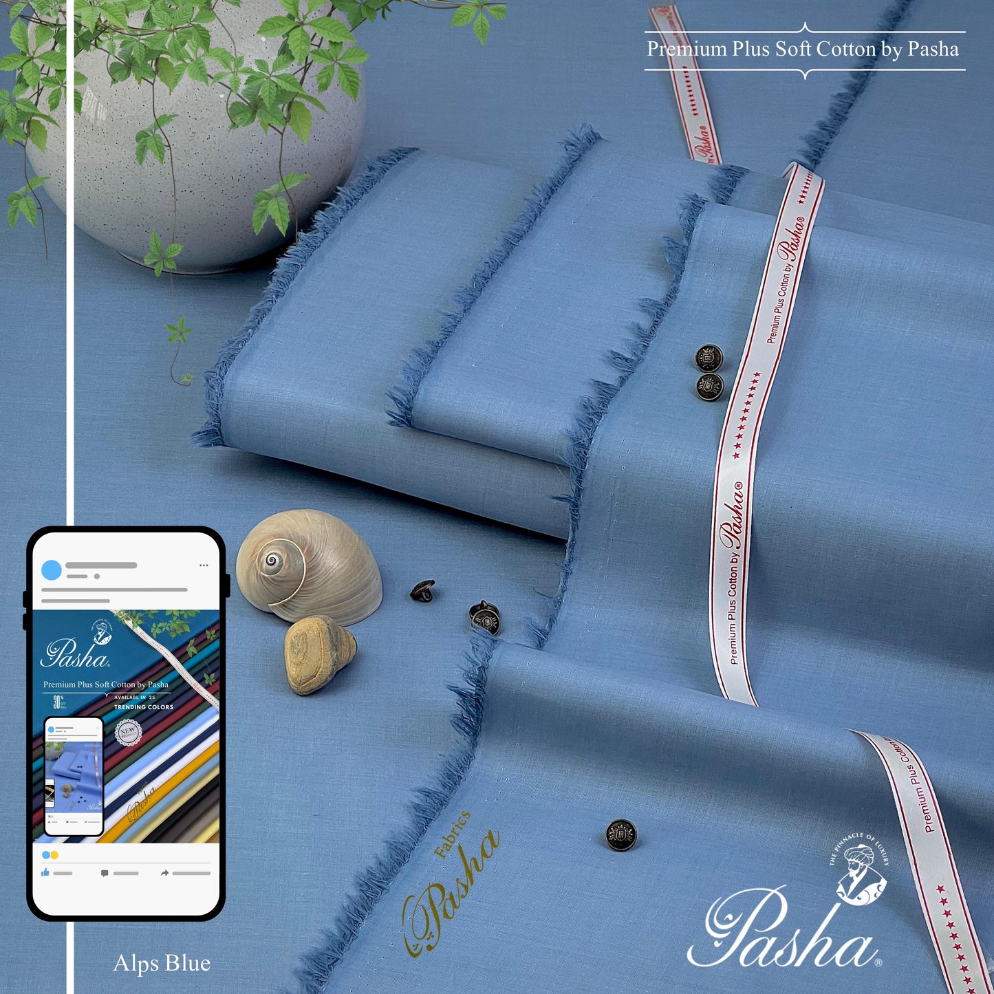 PASHA Premium Plus Cotton Unstitched Suit for Men | Alps Blue