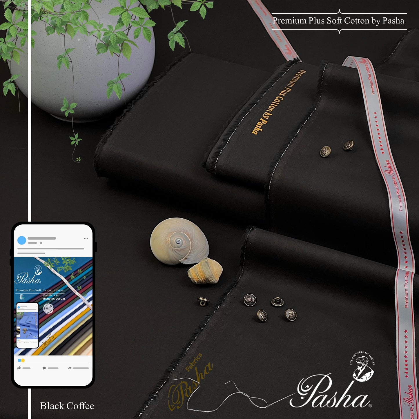 PASHA Premium Plus Cotton Unstitched Suit for Men | Black Coffee