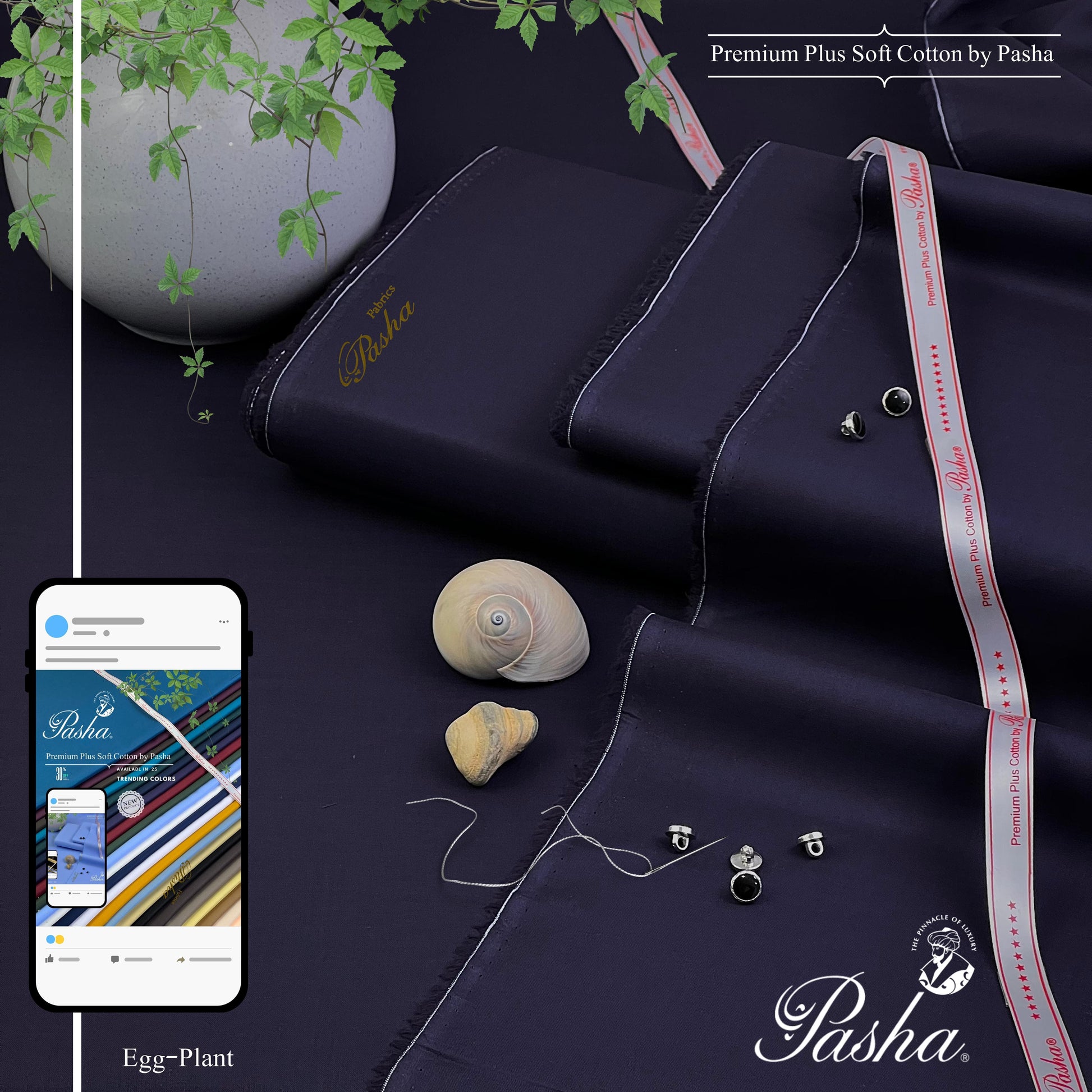 PASHA Premium Plus Cotton Unstitched Suit for Men | Egg Plant