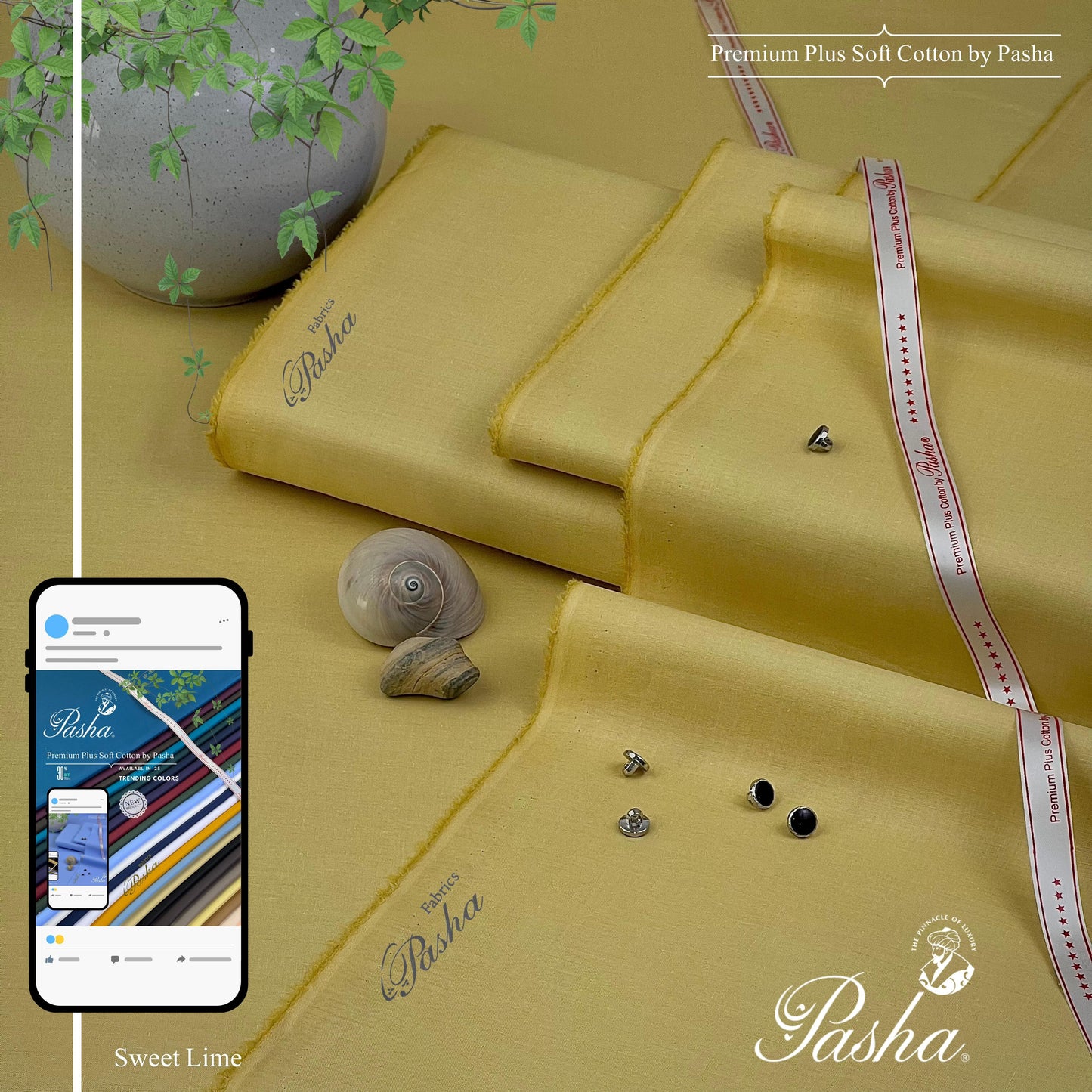 PASHA Premium Plus Cotton Unstitched Suit for Men | Sweet Lime