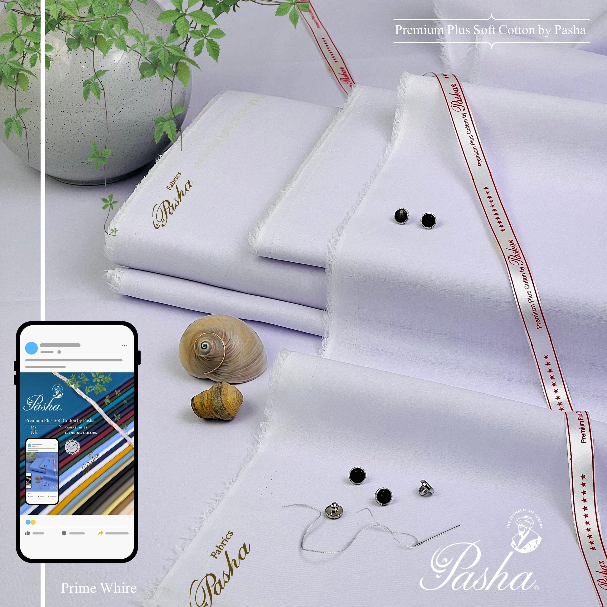 PASHA Premium Plus Cotton Unstitched Suit for Men | Prime White