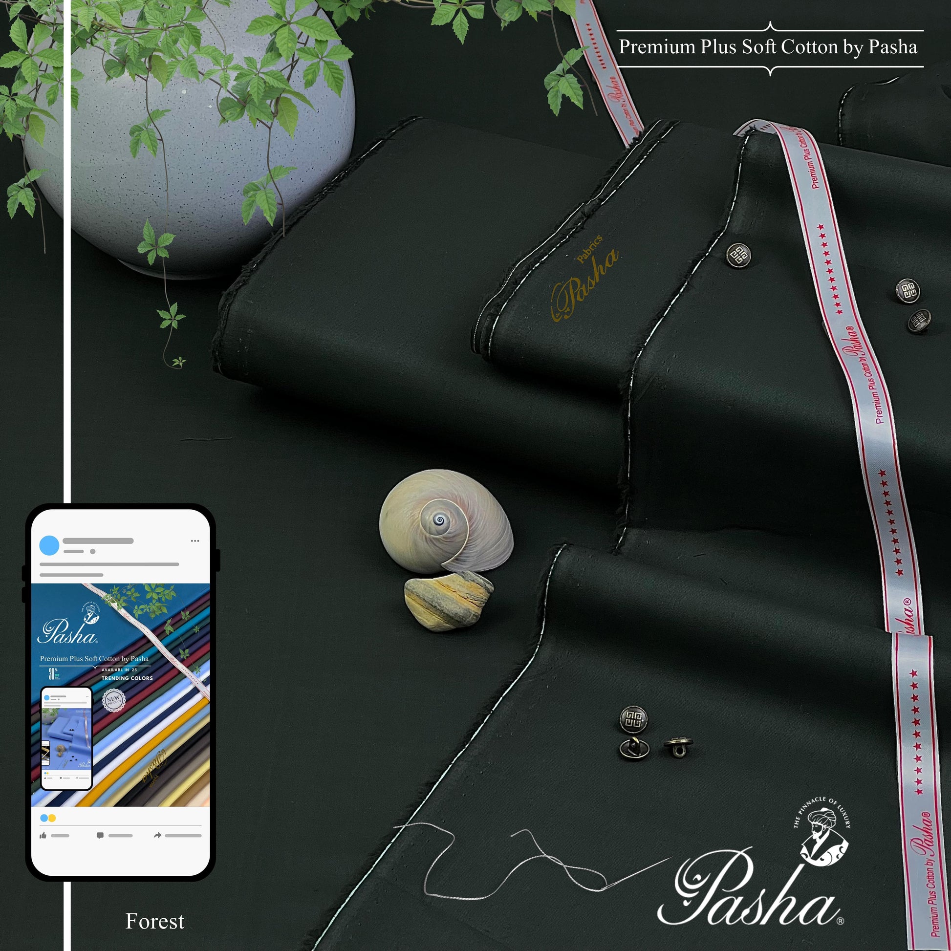 PASHA Premium Plus Cotton Unstitched Suit for Men | Forest