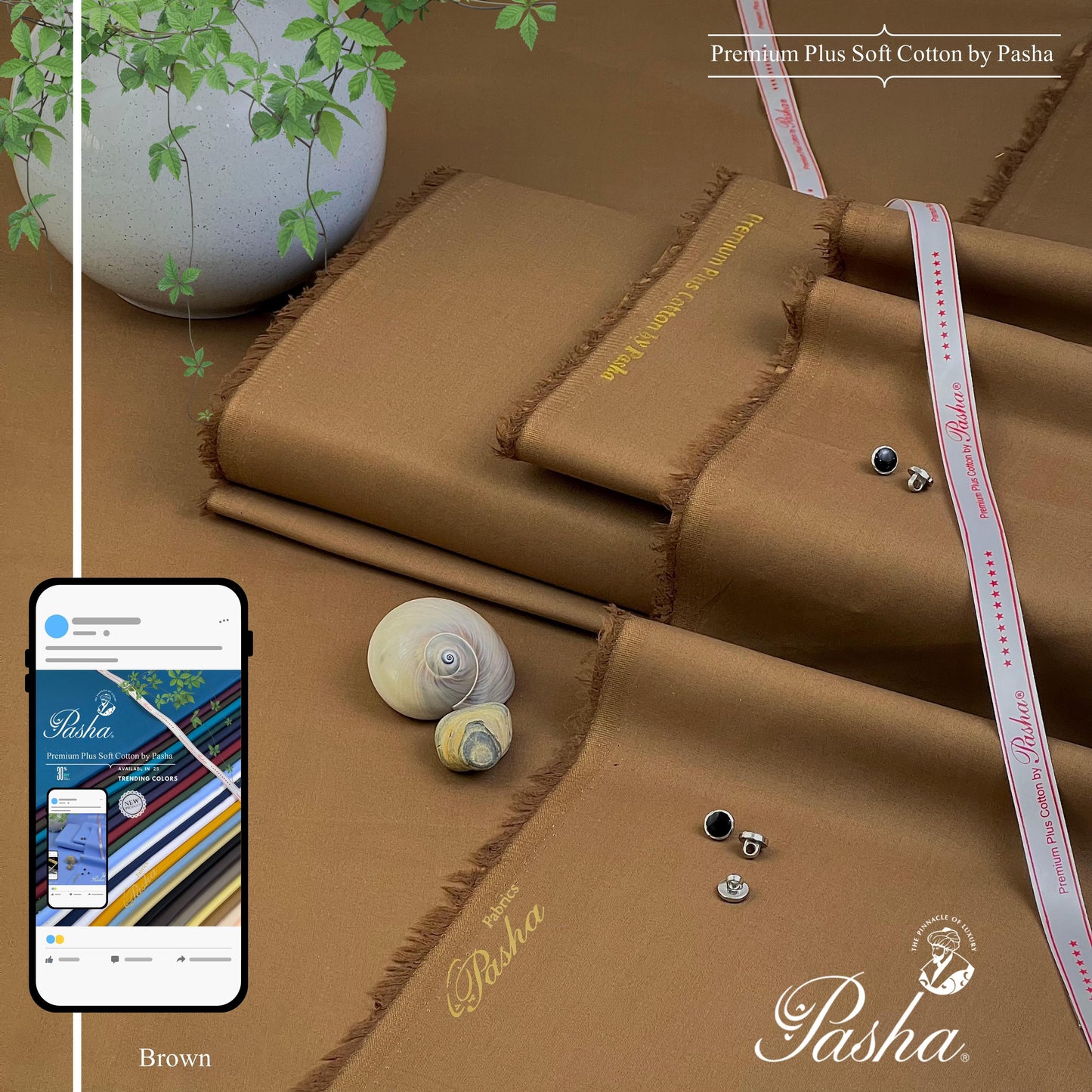 PASHA Premium Plus Cotton Unstitched Suit for Men | Brown