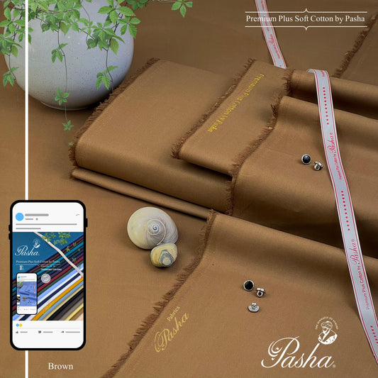 PASHA Premium Plus Cotton Unstitched Suit for Men | Brown