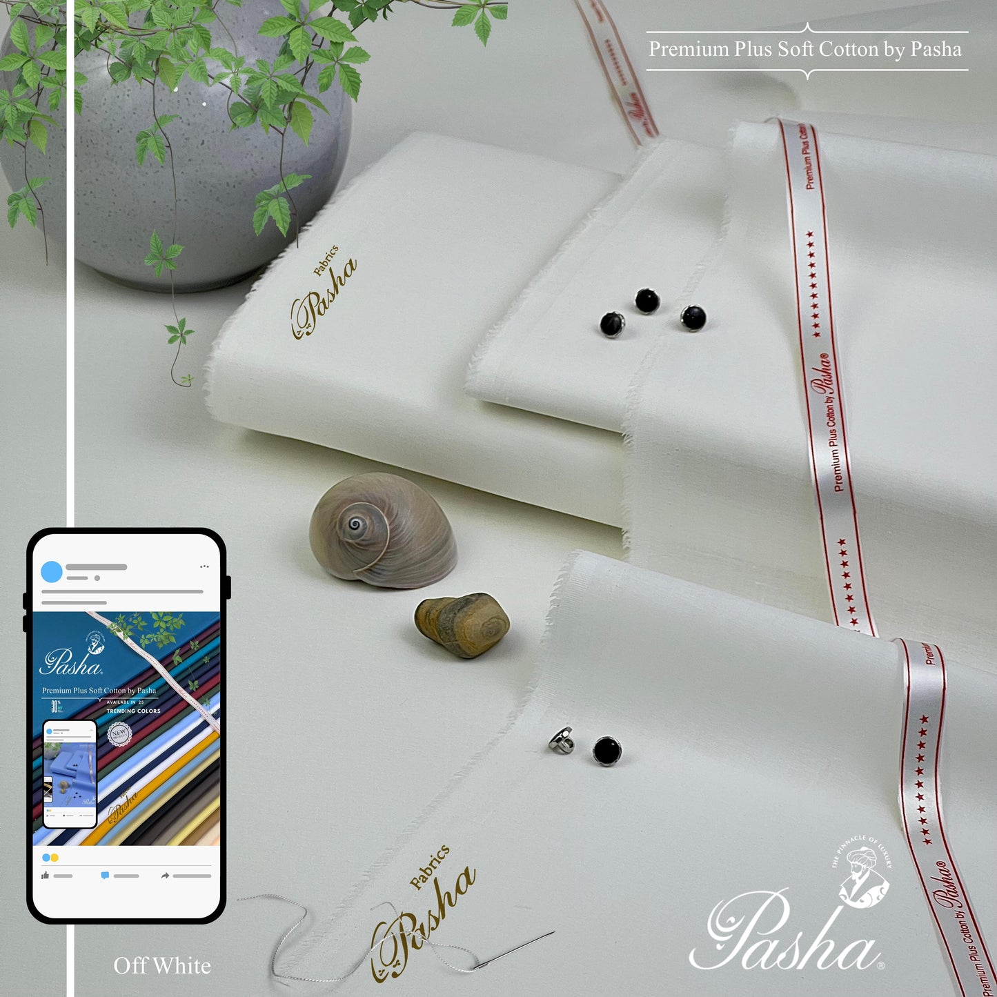 PASHA Premium Plus Cotton Unstitched Suit for Men | Off White