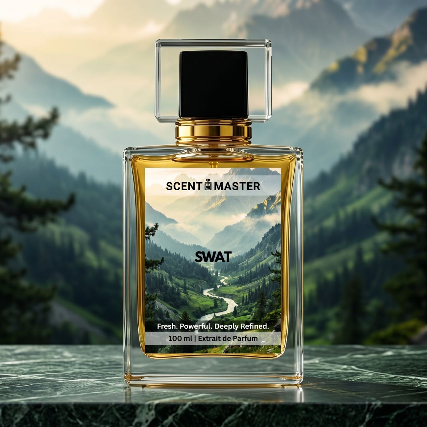Swat by Scent Master 100ml collector bottle perfume for men with premium amber woody fragrance profile