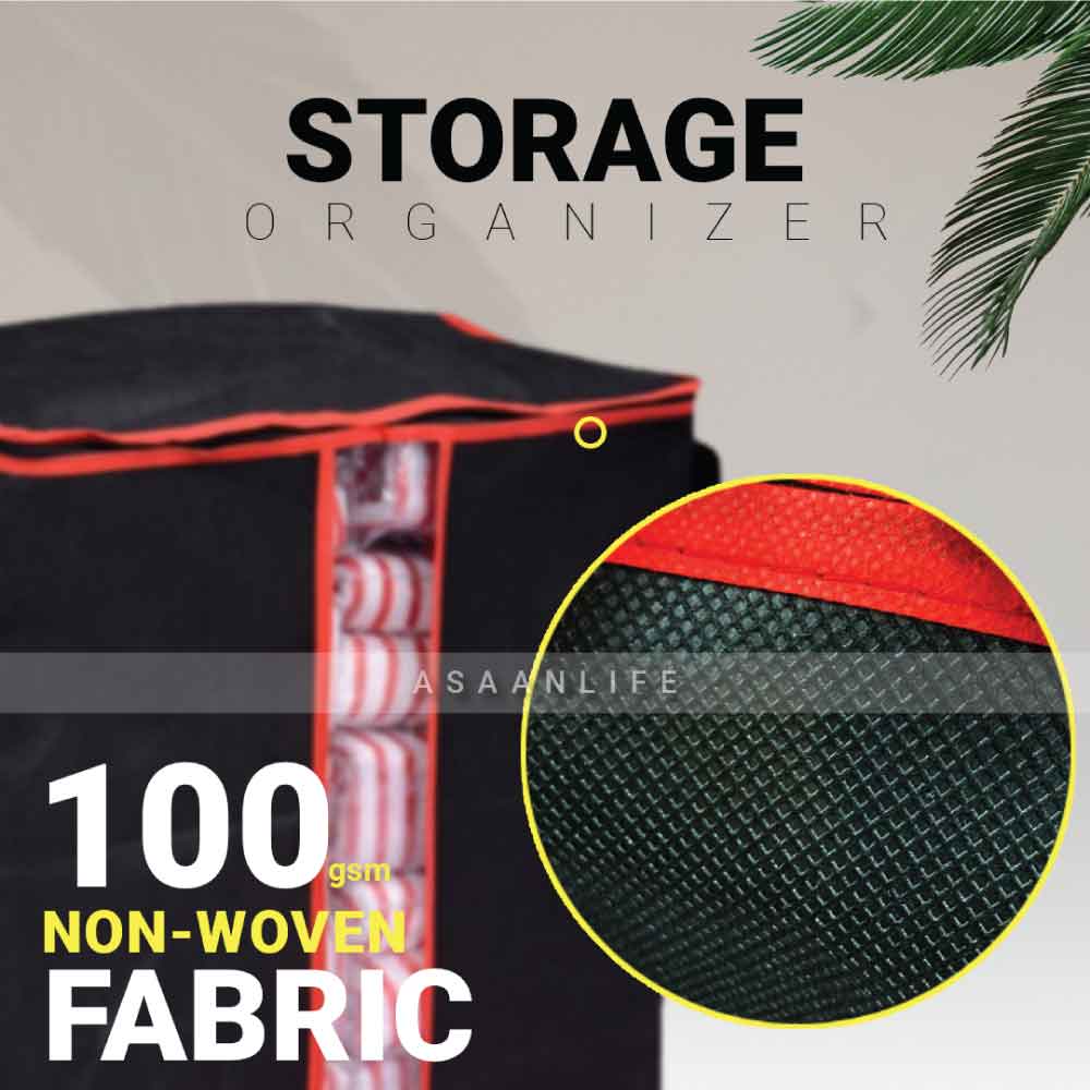Pack of 5 Extra Large Capacity Storage Organizer Bag | Black | 100Gsm