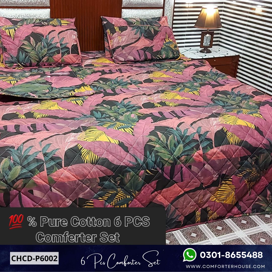 Comforter House | 6 Pcs Pure Cotton Comforter Set | Double Bed | King Size | CHCD-P6002