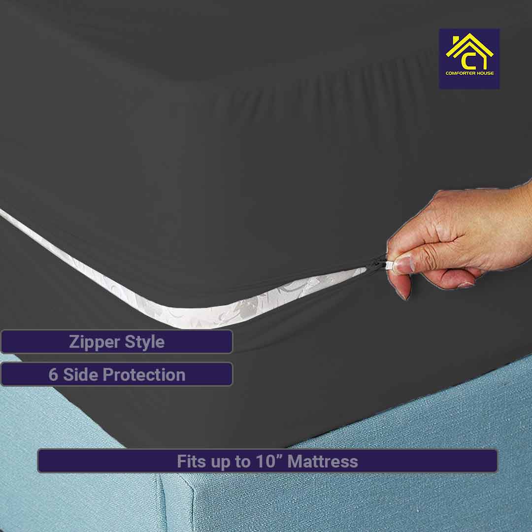 Waterproof Mattress Cover | Protector | Zipper | Grey | Double Bed | King Size