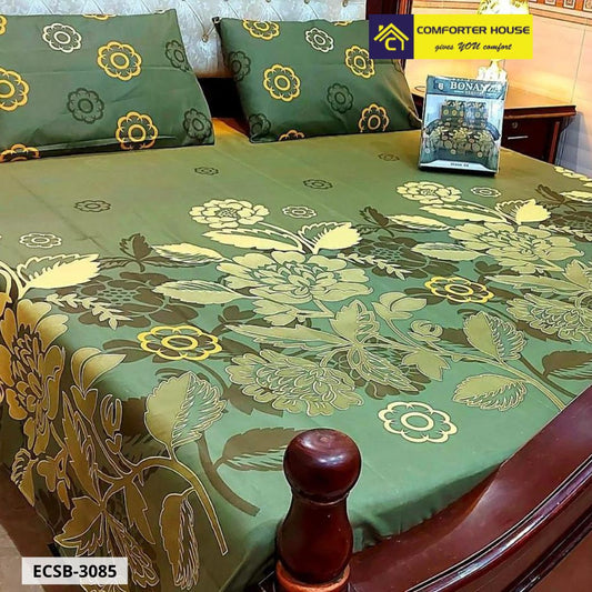 Comforter House | 3 Pcs Cotton Bed Sheet | Double Bed | King Size | ECSB-3085