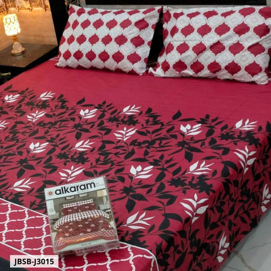 3 Pcs Cotton Bed Sheet | Double Bed | King Size | JBSB-J3015