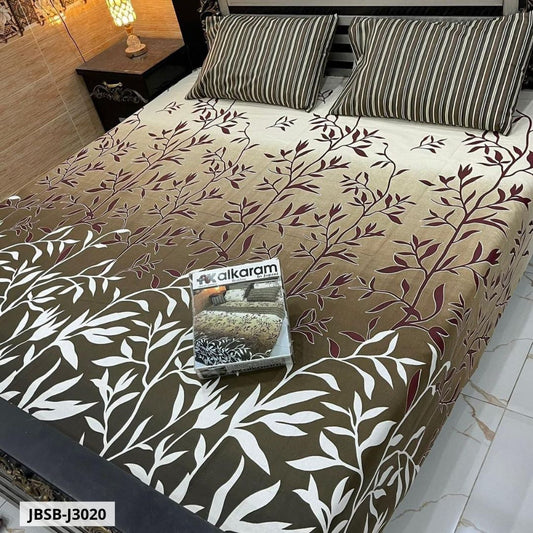 3 Pcs Cotton Bed Sheet | Double Bed | King Size | JBSB-J3020