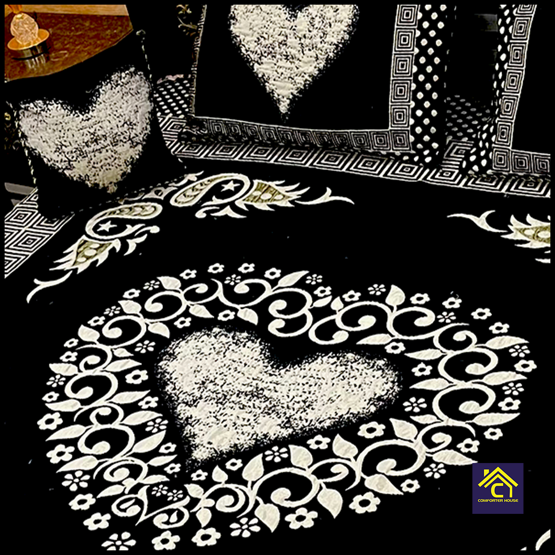 Comforter House | 4 Pcs Velvet Jacquard Fancy Bed Set