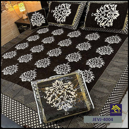 Comforter House | 4 Pcs Velvet Jacquard Fancy Bed Set