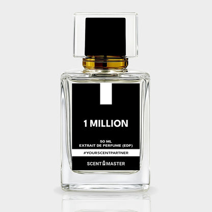 Perfume bottle labeled '1 Million' by Scent Master on a white background