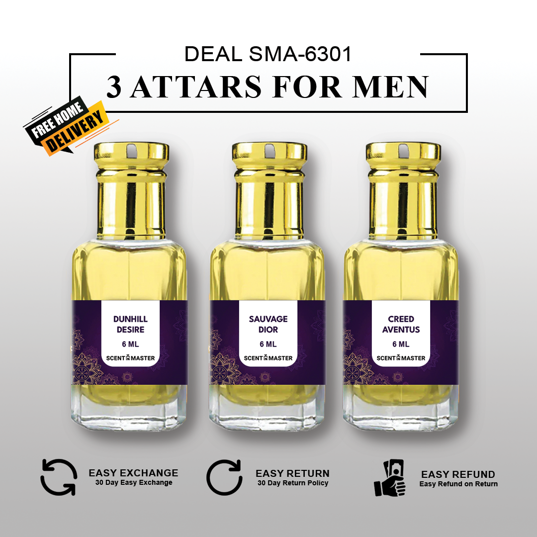 Luxury Attar Bundle: Dunhill Desire, Sauvage Dior, Creed Aventus | SMA-6301