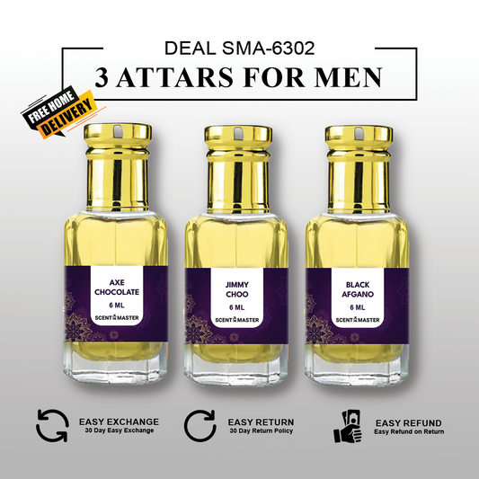 Luxury Attar Bundle: Axe Chocolate, Jimmy Choo, Black Afgano | SMA-6302