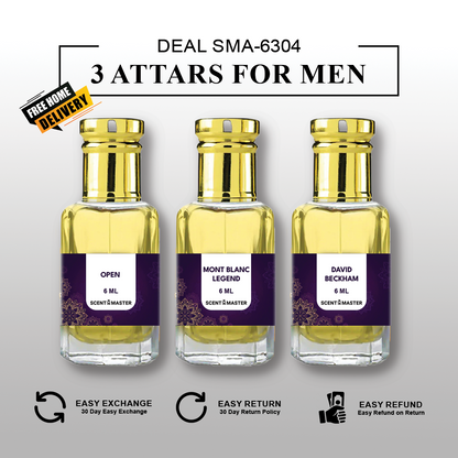 Luxury Attar Bundle: Open, Mont Blanc Legend, David Beckham | SMA-6304