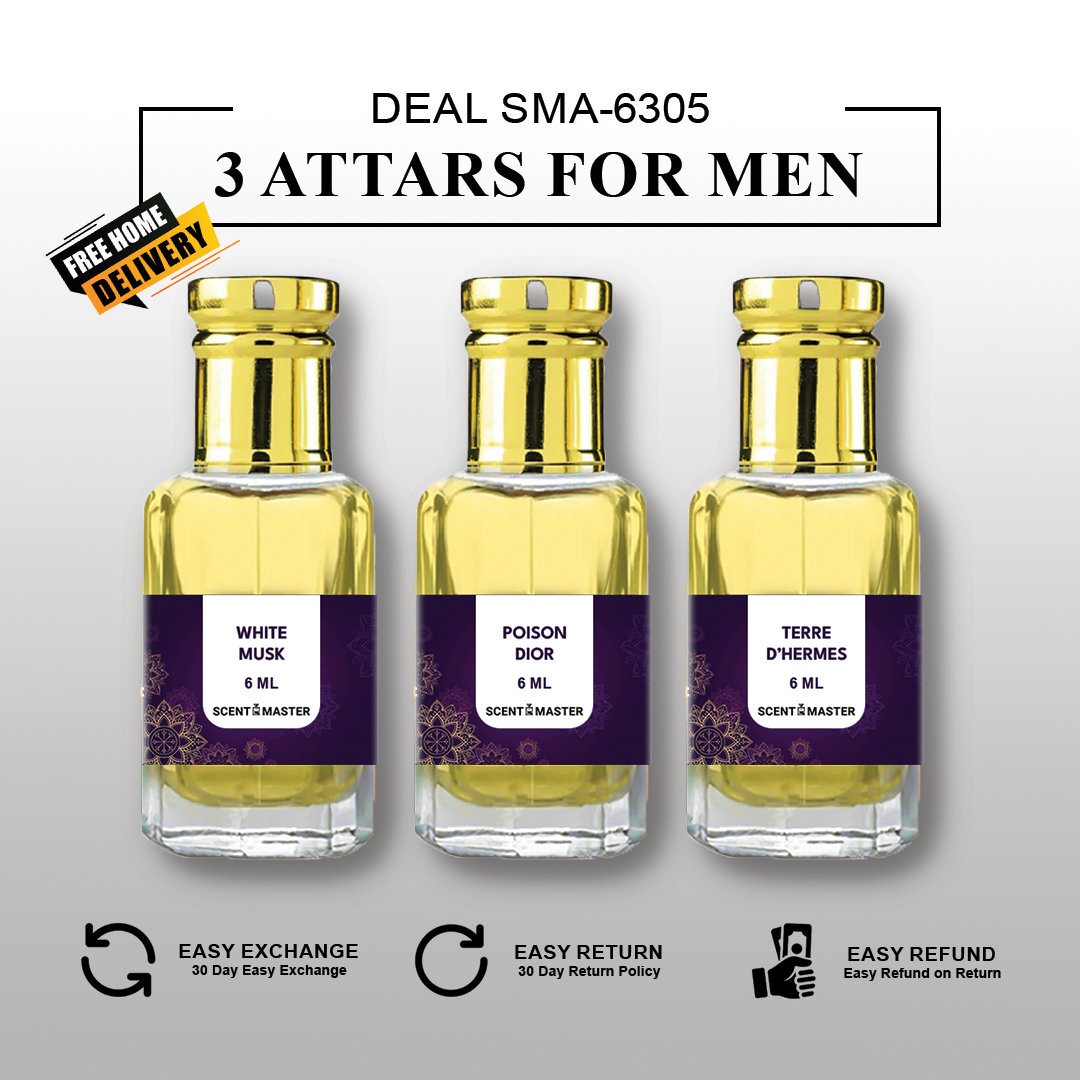 Luxury Attar Bundle: White Musk, Poison Dior, Terre D'Hermes | SMA-6305