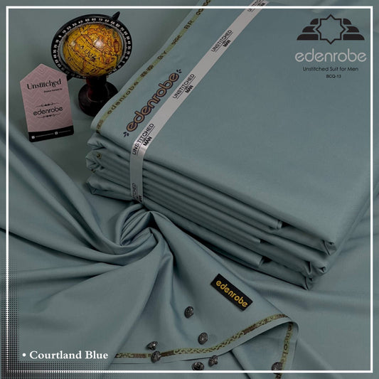 Edenrobes Prime Micro Fiber Boski Unstitched Suit for Men | Courtland Blue | BCQ-13