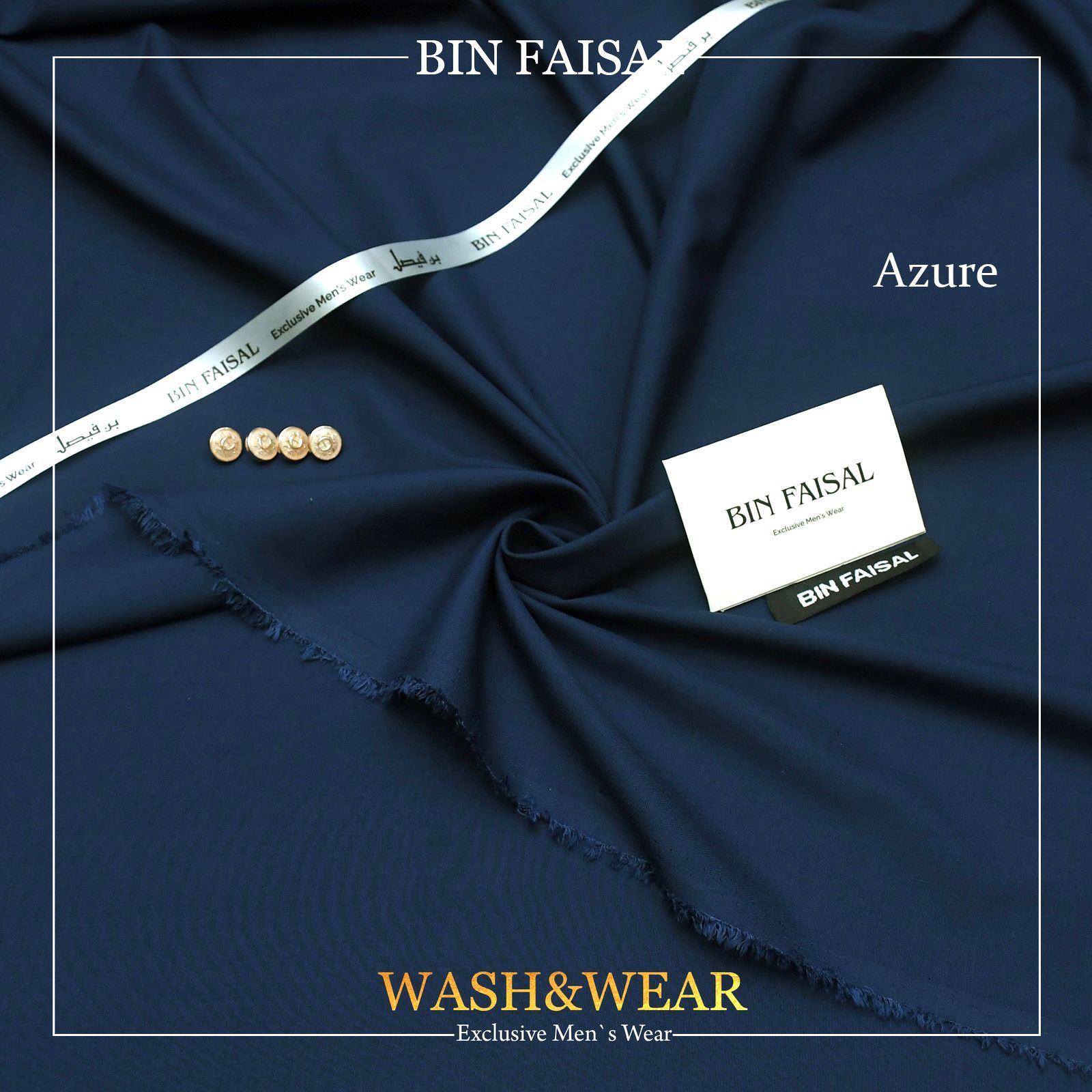 BIN FASIAL Regent Men's Wash and Wear Tropical Fabric | Azure | P-01 ...