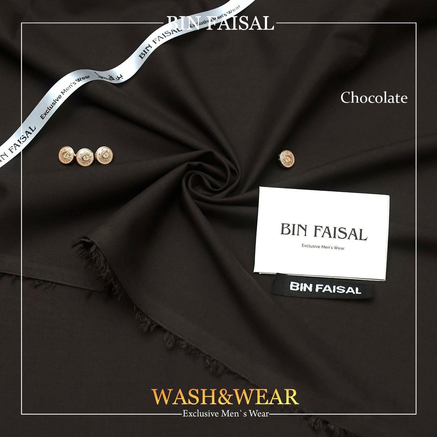 BIN FASIAL Regent Men's Wash and Wear Tropical Fabric. Premium quality, comfortable, and easy to care for. 4 meters long and 52 inches wide. Comes with branded bag, inlay card, tags, label, ribbon, and buttons. Available online at the best price in Pakistan.