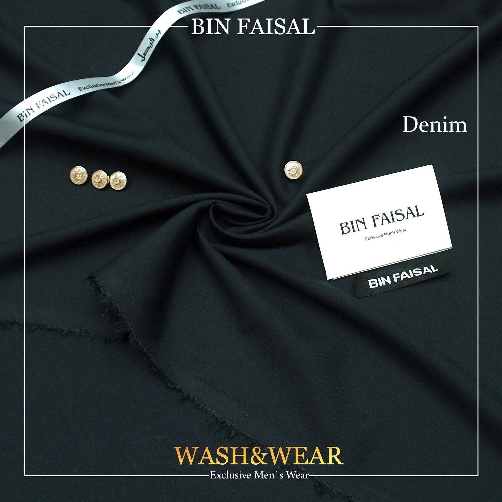 BIN FASIAL Regent Men's Wash and Wear Tropical Fabric. Premium quality, comfortable, and easy to care for. 4 meters long and 52 inches wide. Comes with branded bag, inlay card, tags, label, ribbon, and buttons. Available online at the best price in Pakistan.