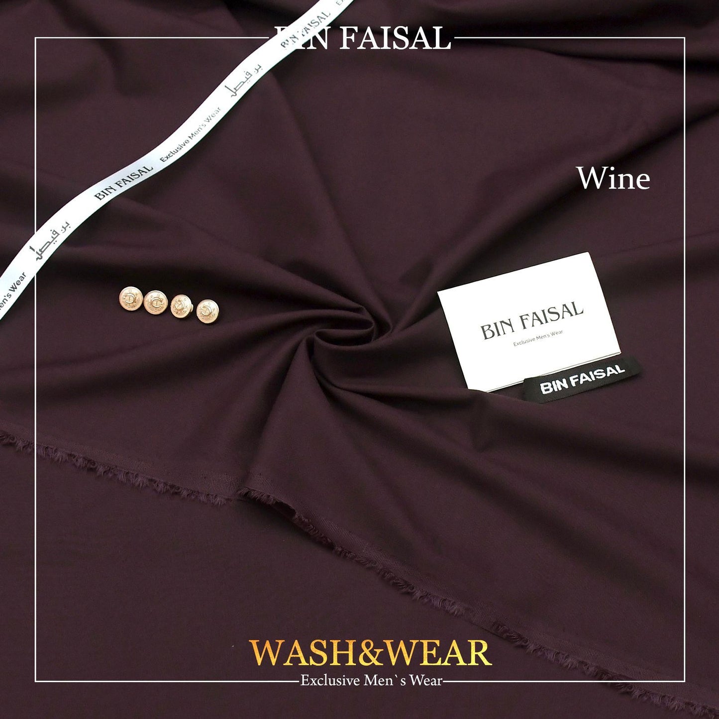 BIN FASIAL Regent Men's Wash and Wear Tropical Fabric. Premium quality, comfortable, and easy to care for. 4 meters long and 52 inches wide. Comes with branded bag, inlay card, tags, label, ribbon, and buttons. Available online at the best price in Pakistan.