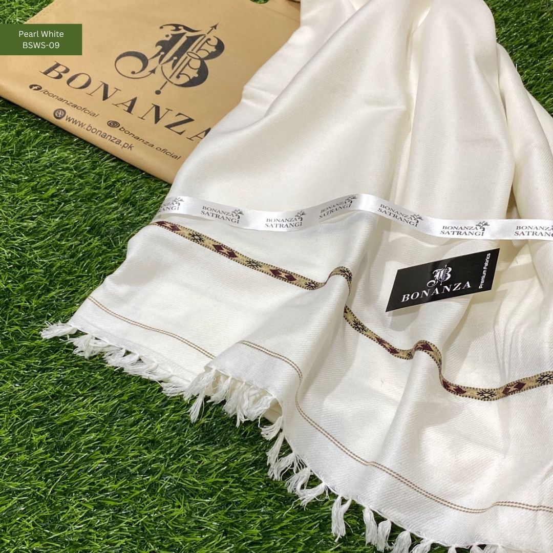 Bonanza Satrangi Mens Winter Shawl | Pearl White | BSWS-09