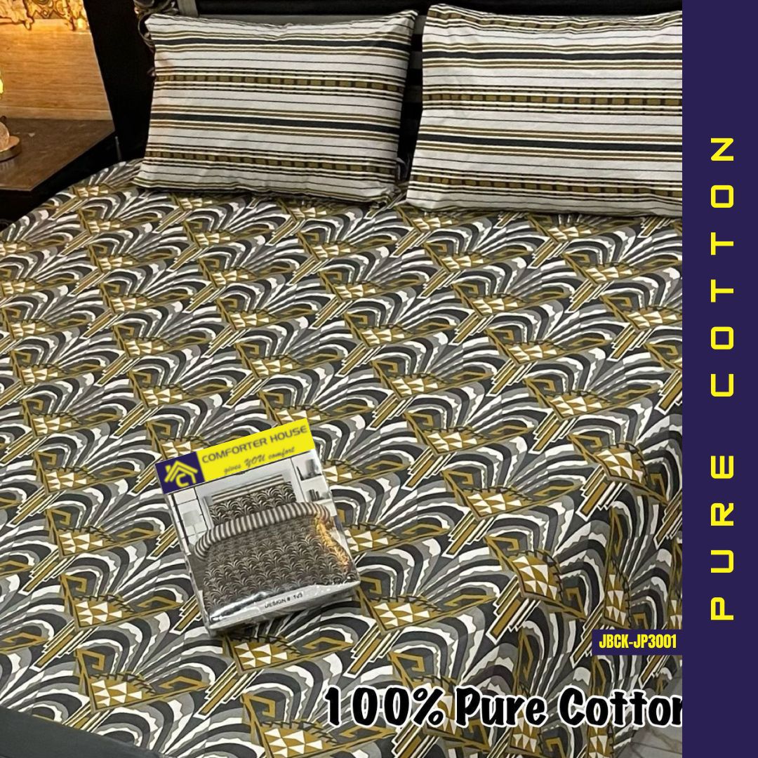 Pure Cotton Bed Sheet | Double Bed | King Size | Box Pack | JBCK-JP3001