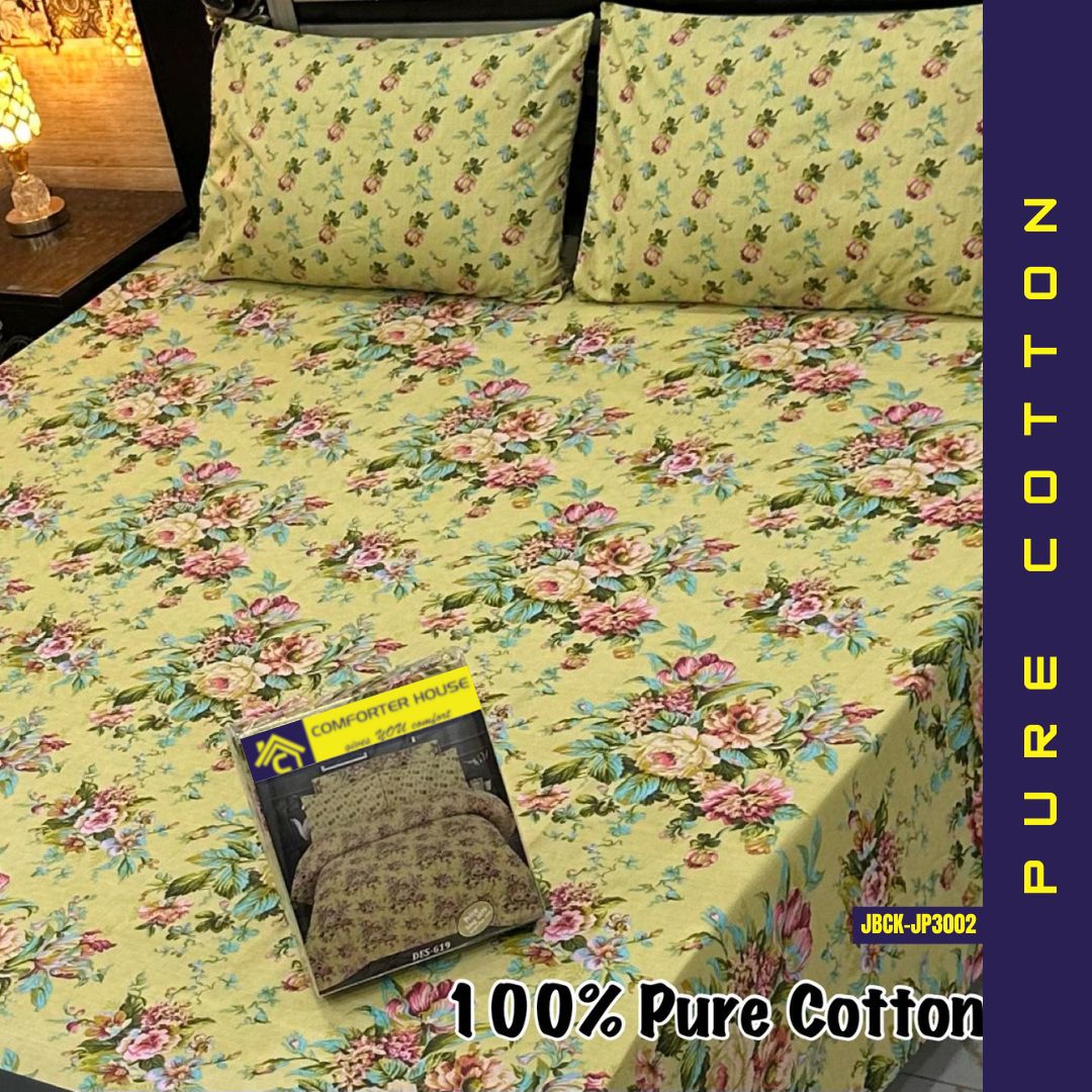 Pure Cotton Bed Sheet | Double Bed | King Size | Box Pack | JBCK-JP3002