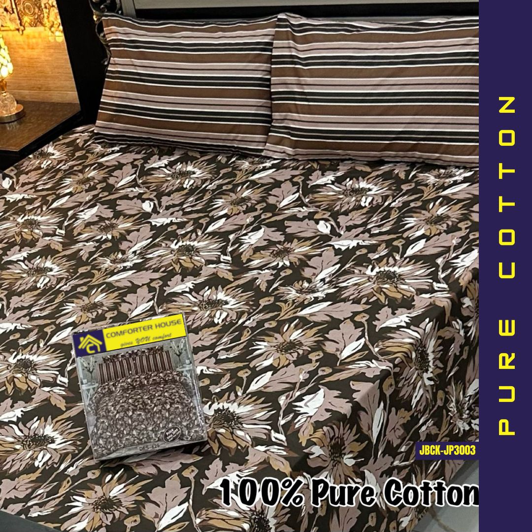 Pure Cotton Bed Sheet | Double Bed | King Size | Box Pack | JBCK-JP3003