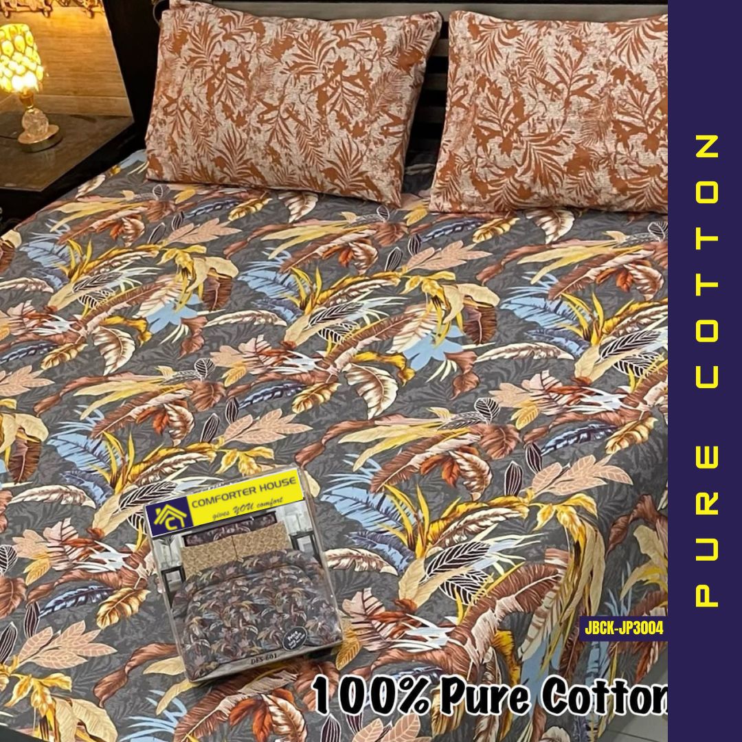 Pure Cotton Bed Sheet | Double Bed | King Size | Box Pack | JBCK-JP3004